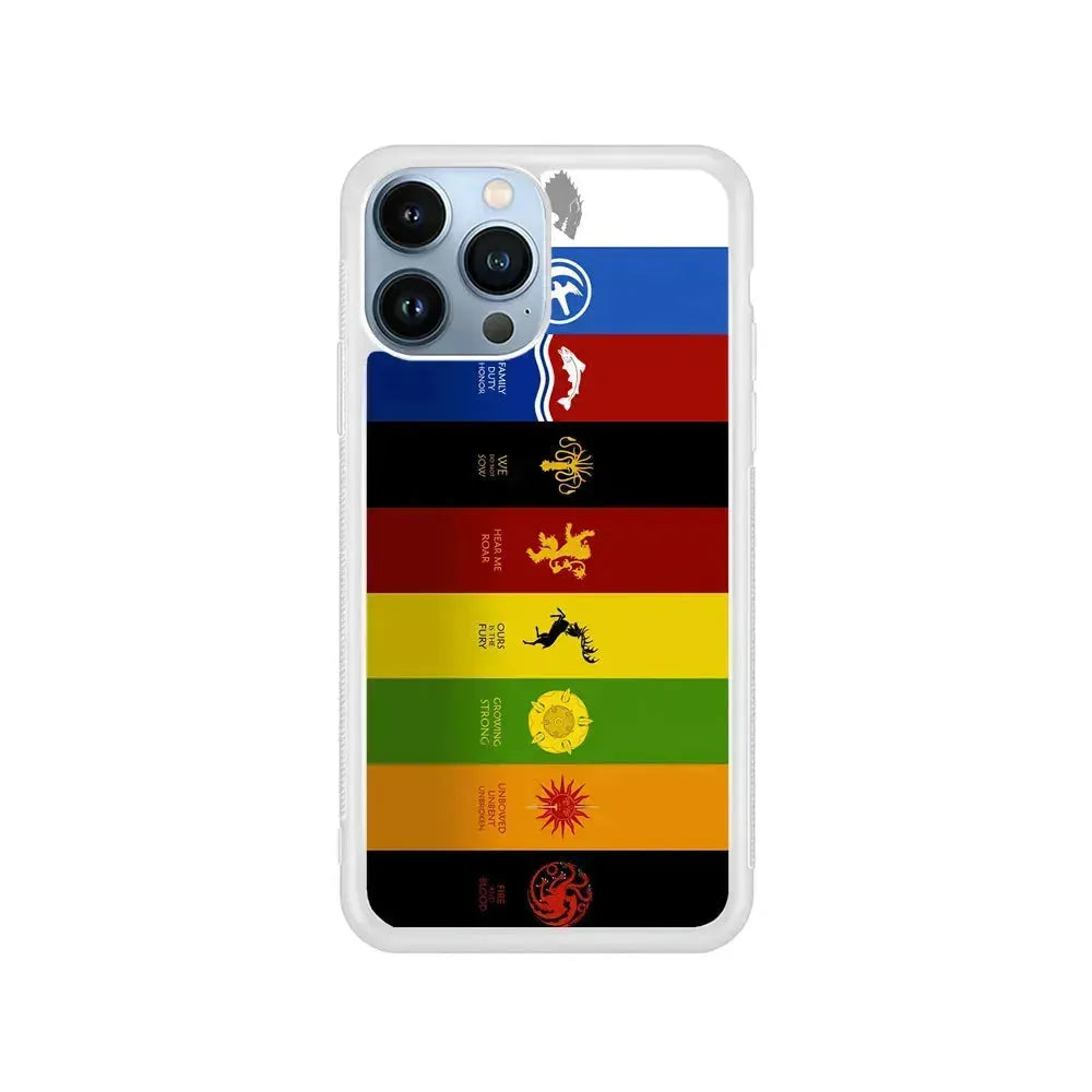 Game Of Thrones Flag Slogan iPhone 15 Pro Max Case-Rubber / White (2D Case)-Xtracase