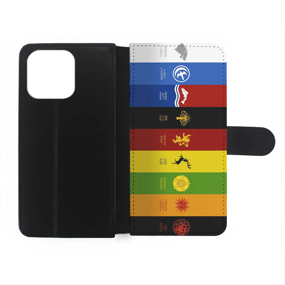 Game Of Thrones Flag Slogan iPhone 14 Plus Case-Flip Wallet Case-Xtracase