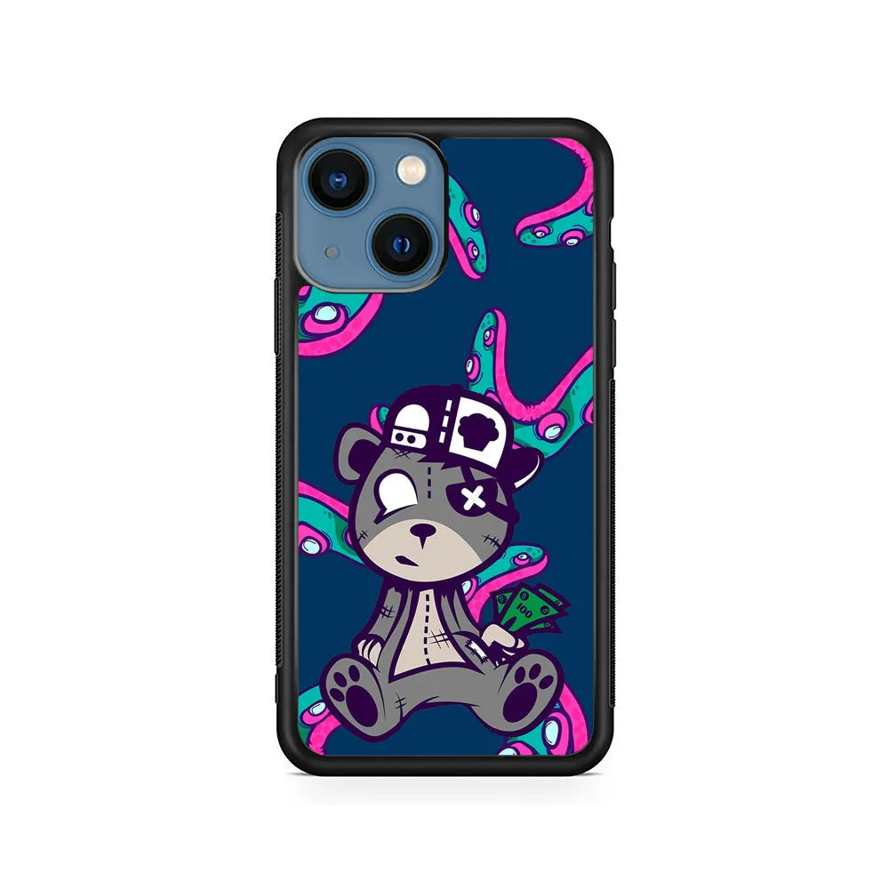 Gangsta Bear Need The Money iPhone 15 Case-Rubber / Black (2D Case)-Xtracase