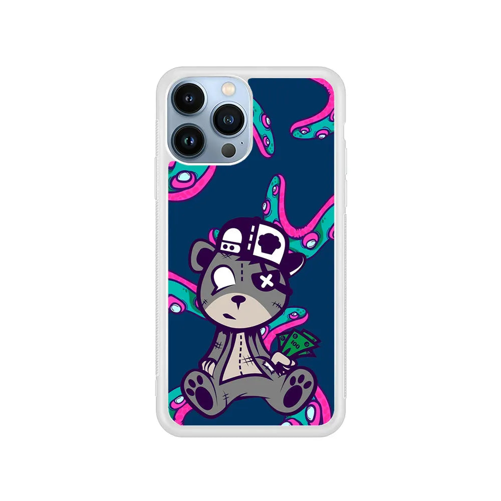 Gangsta Bear Need The Money iPhone 13 Pro Case-Rubber / White (2D Case)-Xtracase
