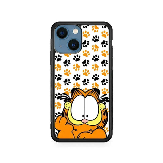 Garfield And His Footprints iPhone 13 Mini Case-Rubber / Black (2D Case)-Xtracase