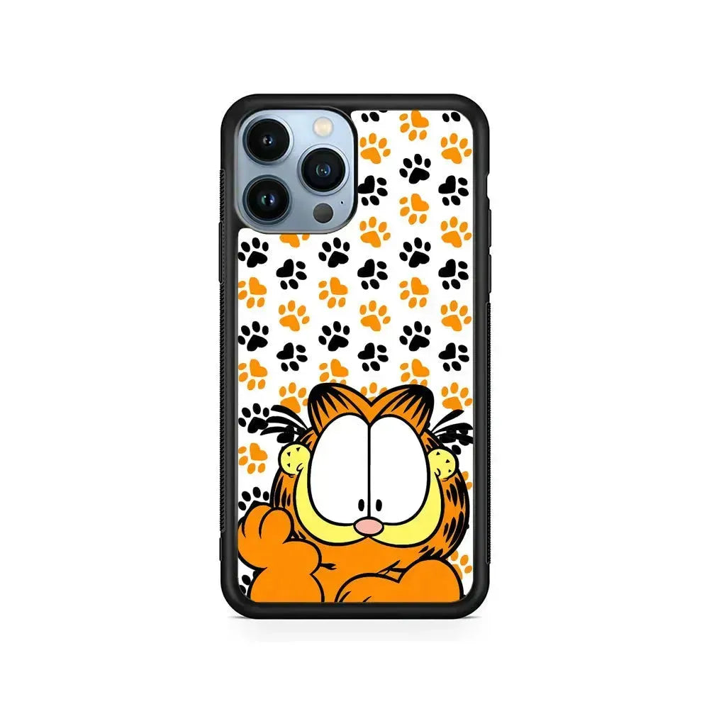 Garfield And His Footprints iPhone 15 Pro Max Case-Rubber / Black (2D Case)-Xtracase