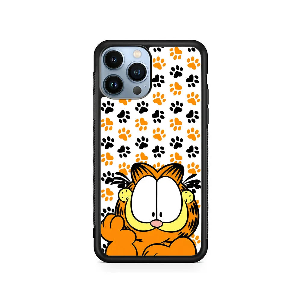 Garfield And His Footprints iPhone 13 Pro Case-Rubber / Black (2D Case)-Xtracase
