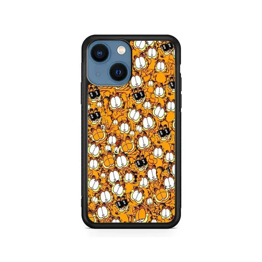 Garfield Cartoon Collage iPhone 13 Mini Case-Rubber / Black (2D Case)-Xtracase