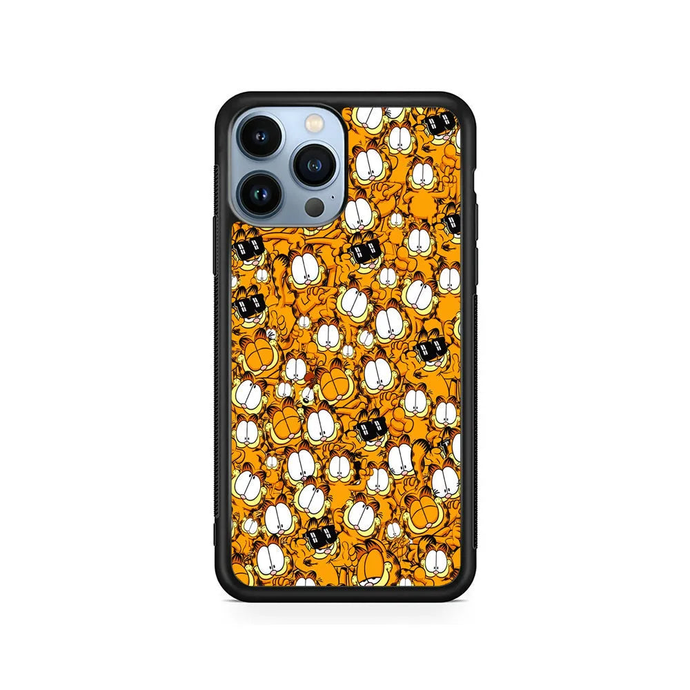 Garfield Cartoon Collage iPhone 13 Pro Case-Rubber / Black (2D Case)-Xtracase