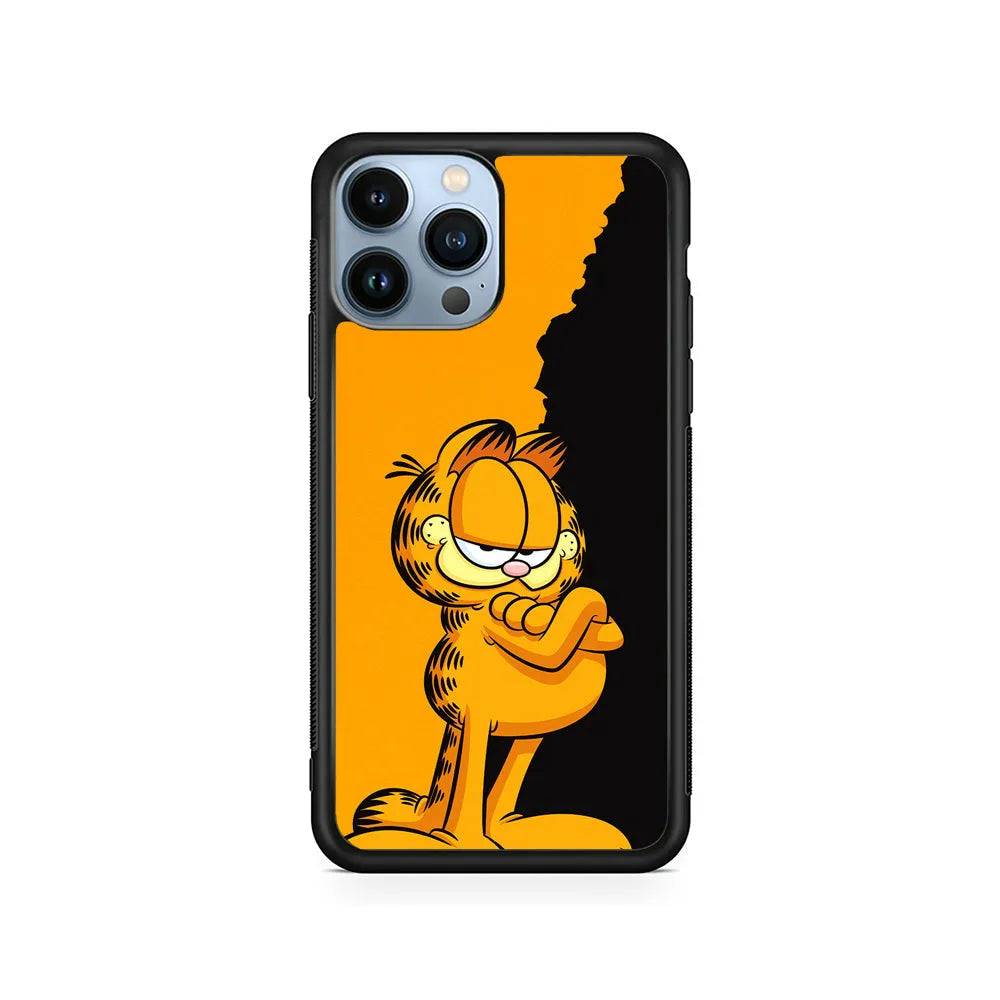 Garfield The Cat Stay Cool iPhone 13 Pro Case-Rubber / Black (2D Case)-Xtracase