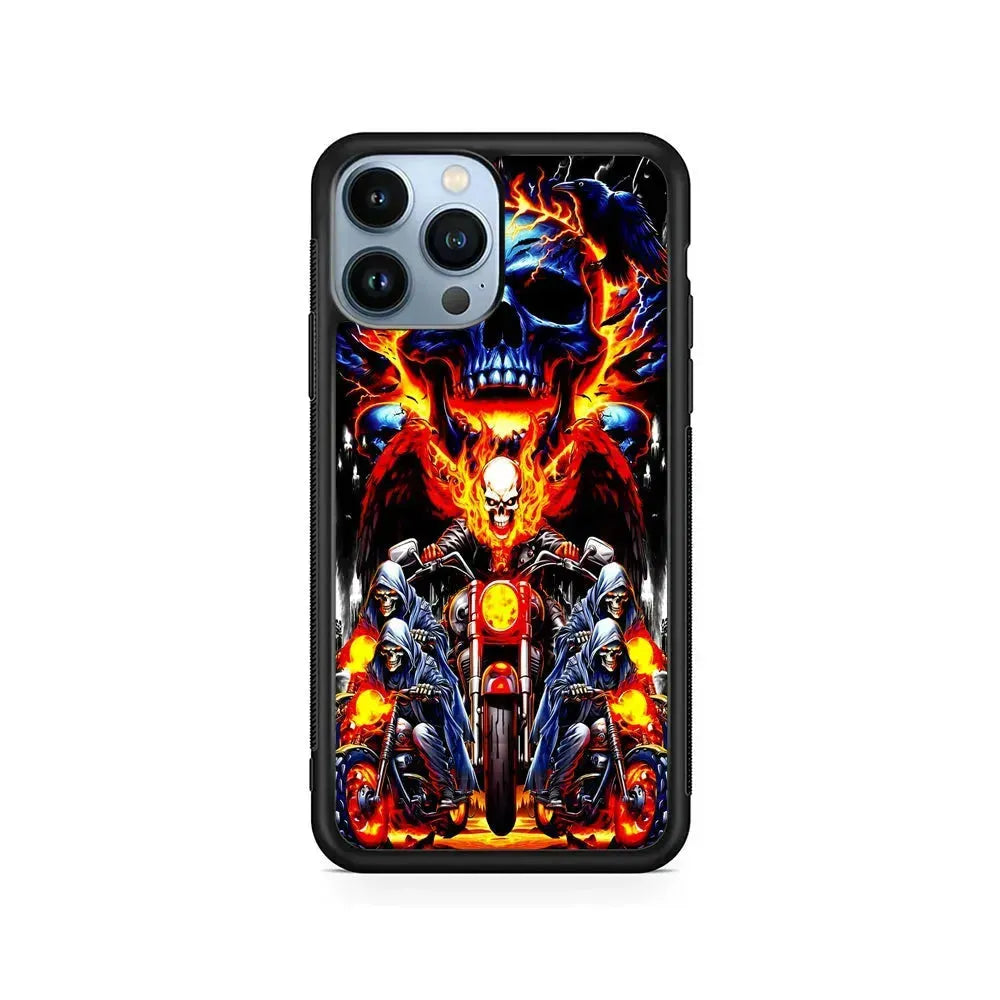 Ghost Rider and His Troops iPhone 15 Pro Max Case-Rubber / Black (2D Case)-Xtracase