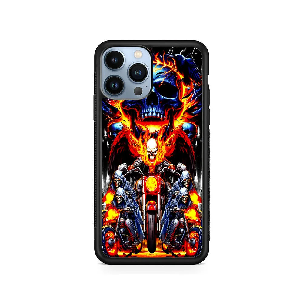 Ghost Rider and His Troops iPhone 13 Pro Max Case-Rubber / Black (2D Case)-Xtracase