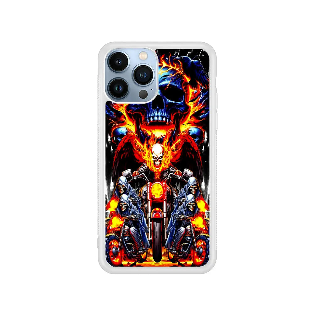 Ghost Rider and His Troops iPhone 13 Pro Case-Rubber / White (2D Case)-Xtracase