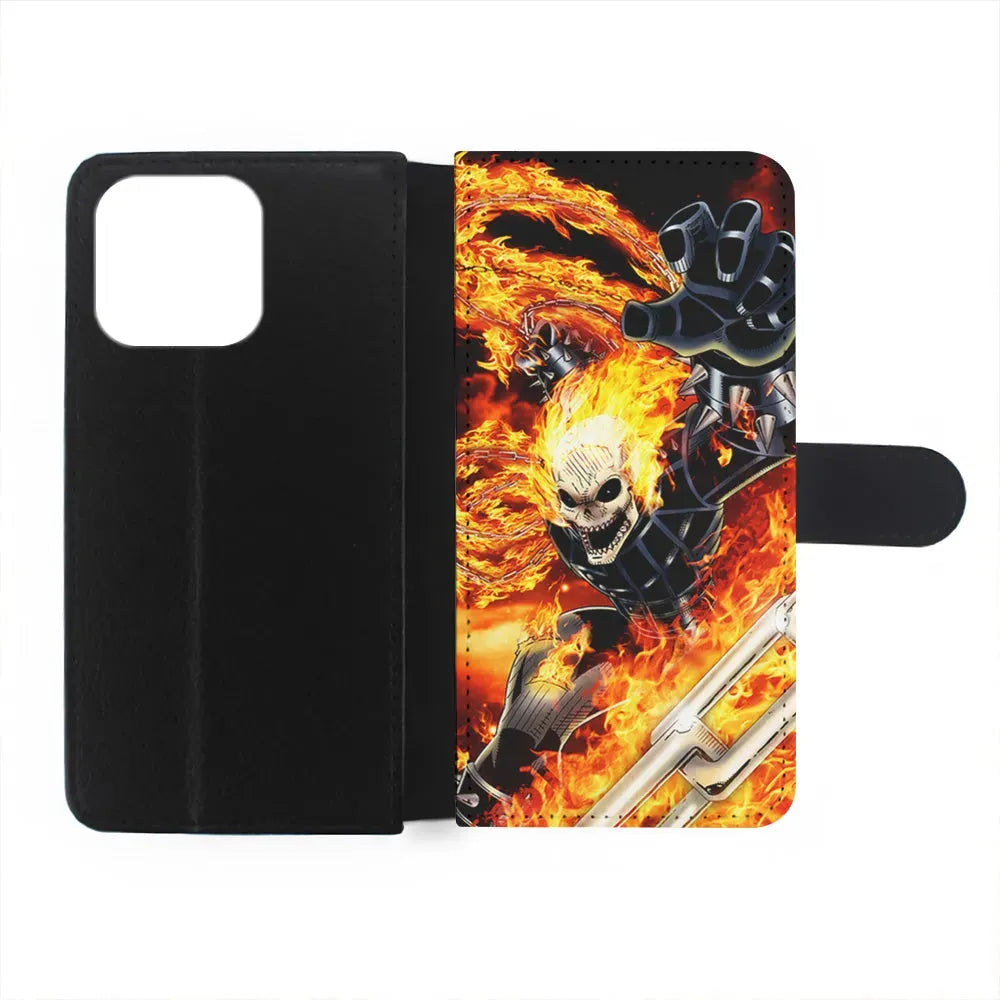Ghost Rider on Fire iPhone 15 Pro Max Case-Flip Wallet Case-Xtracase