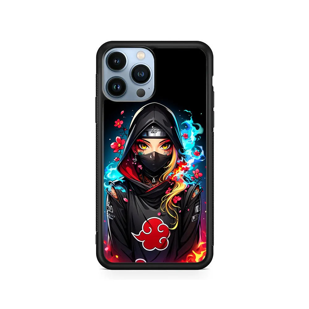 Girl Members of Akatsuki iPhone 13 Pro Max Case-Rubber / Black (2D Case)-Xtracase