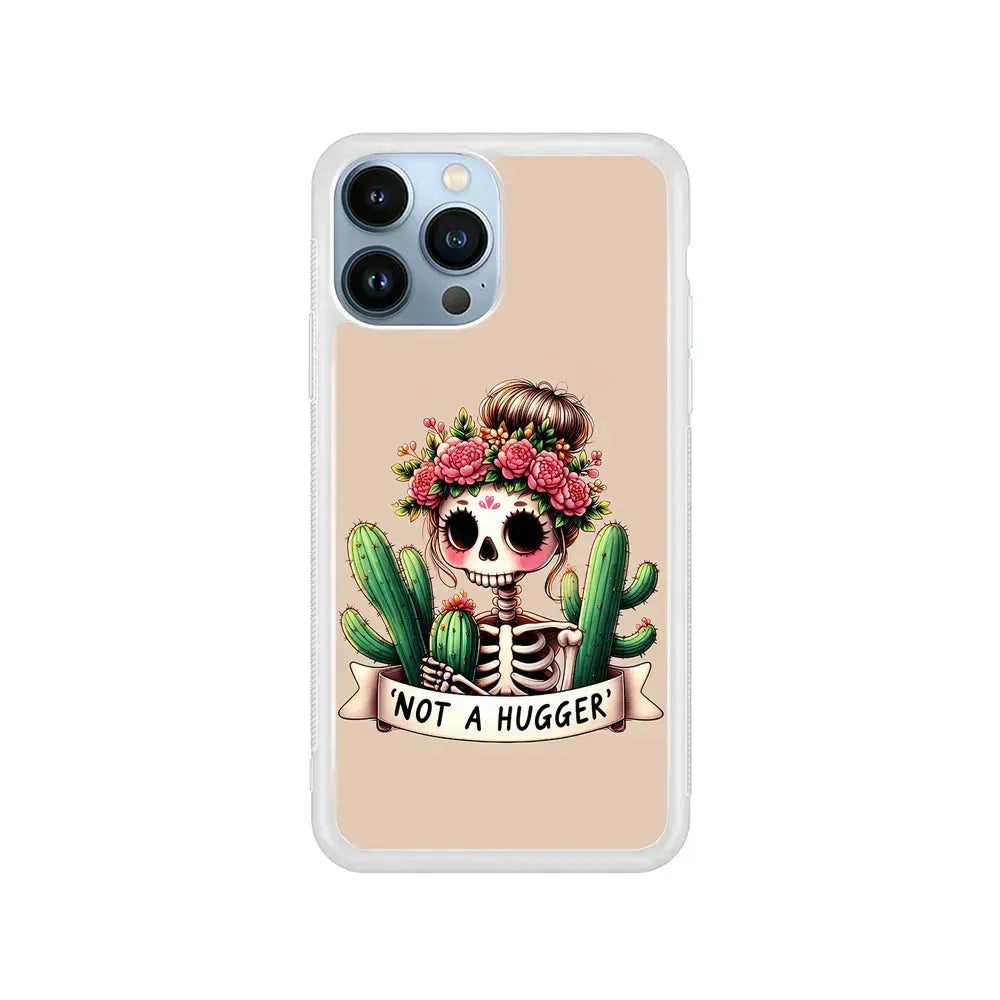 Girly Not A Hugger iPhone 15 Pro Max Case-Rubber / White (2D Case)-Xtracase