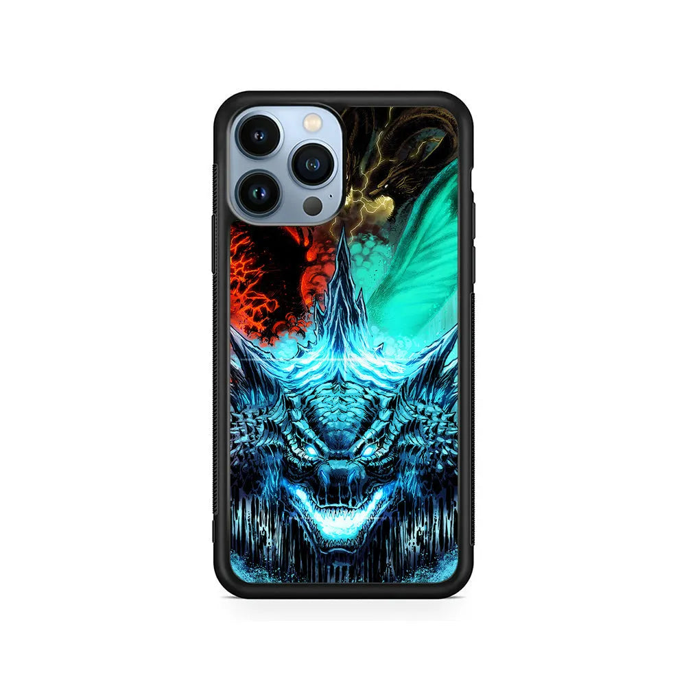 Godzilla and Kaiju iPhone 13 Pro Case-Rubber / Black (2D Case)-Xtracase