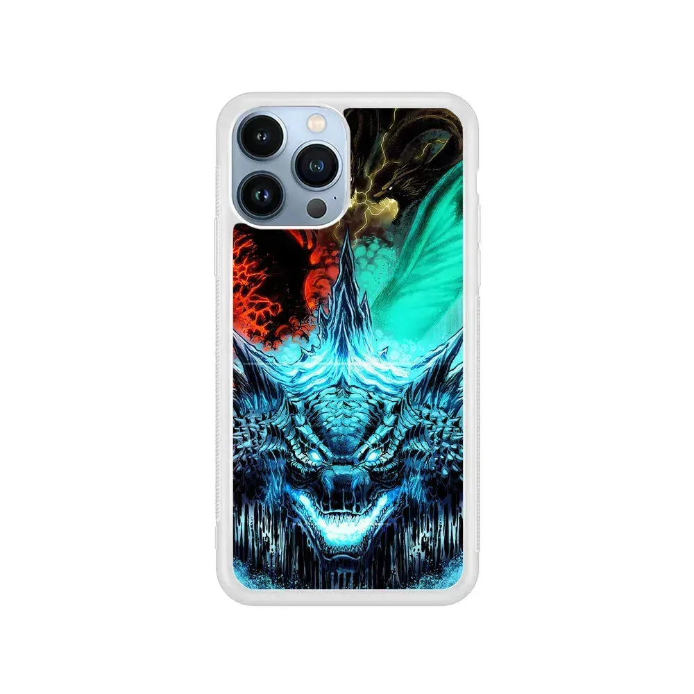 Godzilla and Kaiju iPhone 15 Pro Max Case-Rubber / White (2D Case)-Xtracase