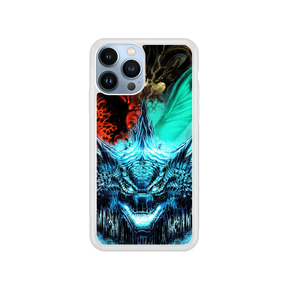 Godzilla and Kaiju iPhone 13 Pro Case-Rubber / White (2D Case)-Xtracase