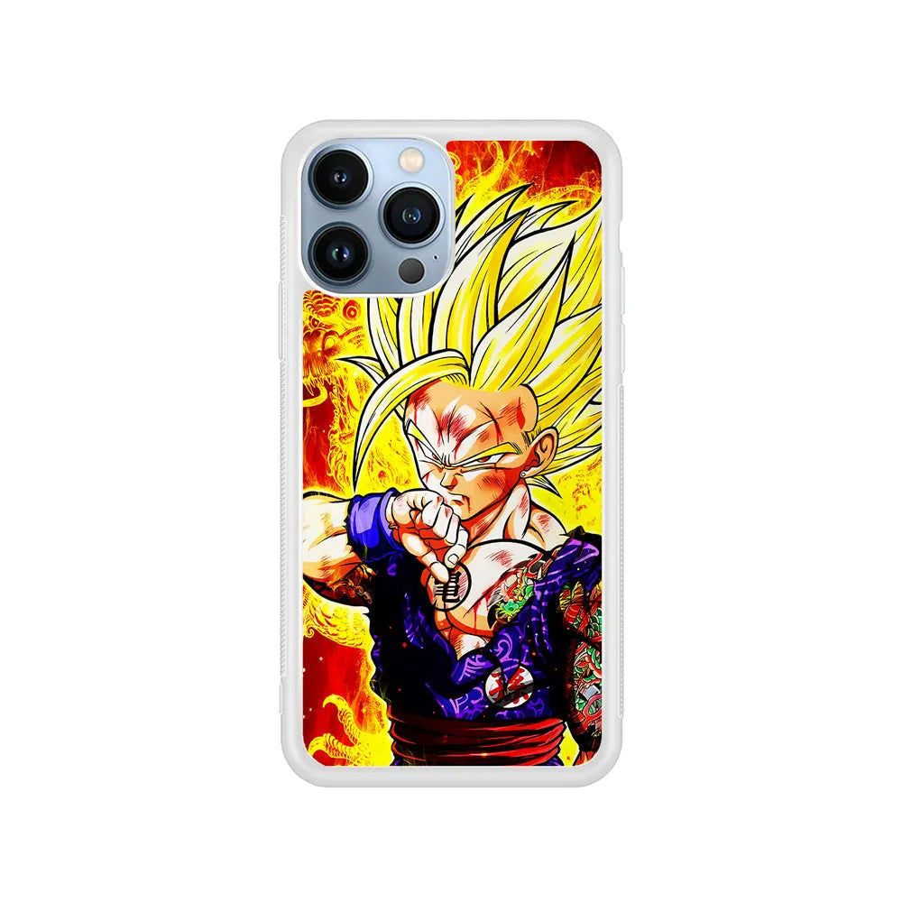 Gohan Super Saiyan 2 iPhone 13 Pro Max Case-Rubber / White (2D Case)-Xtracase