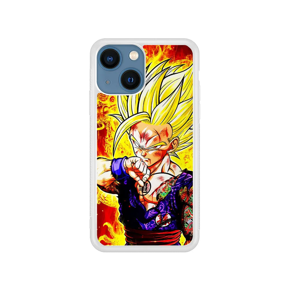 Gohan Super Saiyan 2 iPhone 15 Case-Rubber / White (2D Case)-Xtracase