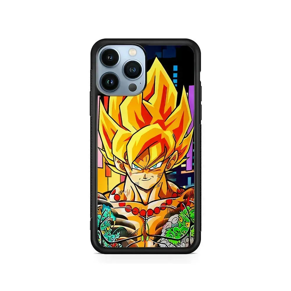Goku Dragon Ball Z Yakuza iPhone 15 Pro Max Case-Rubber / Black (2D Case)-Xtracase
