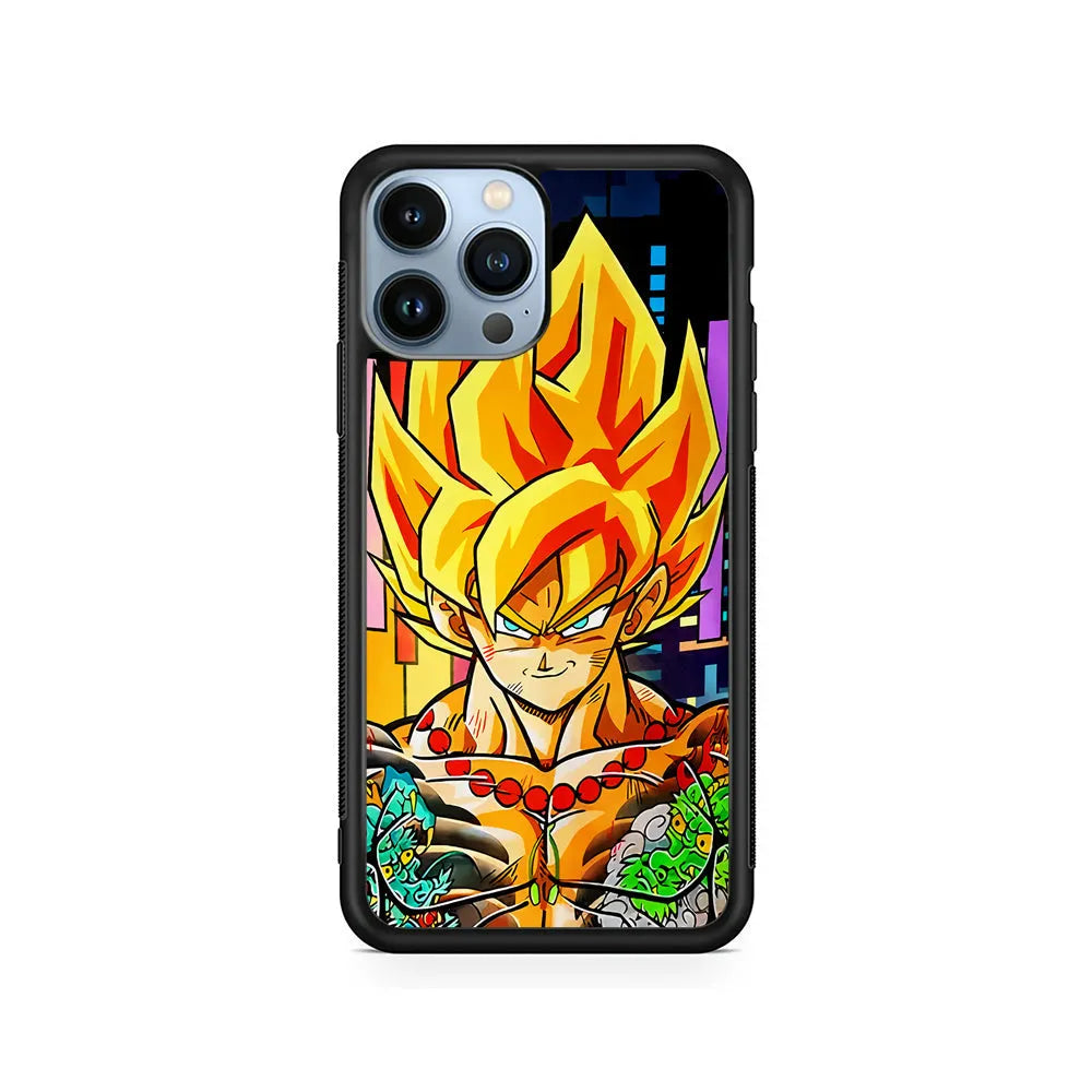 Goku Dragon Ball Z Yakuza iPhone 13 Pro Case-Rubber / Black (2D Case)-Xtracase