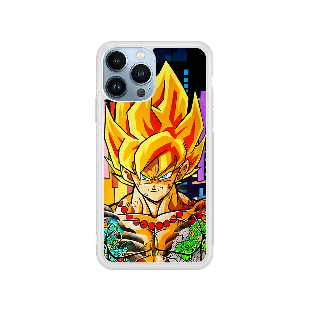 Goku Dragon Ball Z Yakuza iPhone 13 Pro Case-Rubber / White (2D Case)-Xtracase