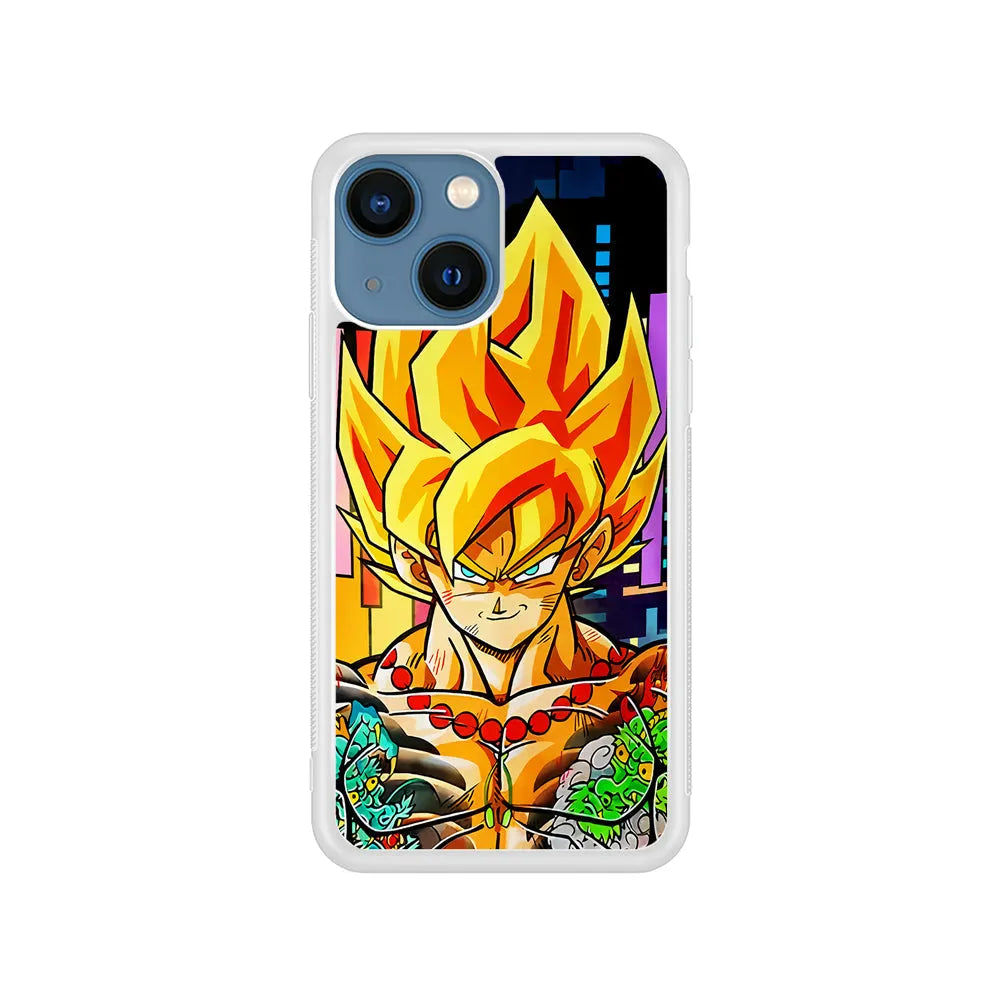 Goku Dragon Ball Z Yakuza iPhone 14 Plus Case-Rubber / White (2D Case)-Xtracase