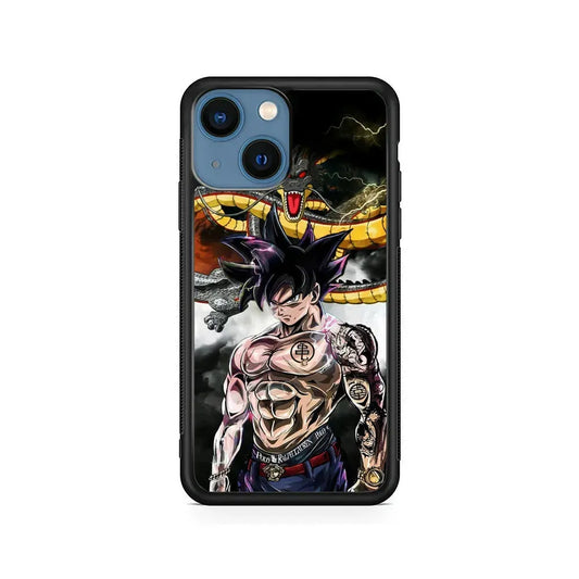Goku X Shenron Dragon Ball Z iPhone 13 Mini Case-Rubber / Black (2D Case)-Xtracase