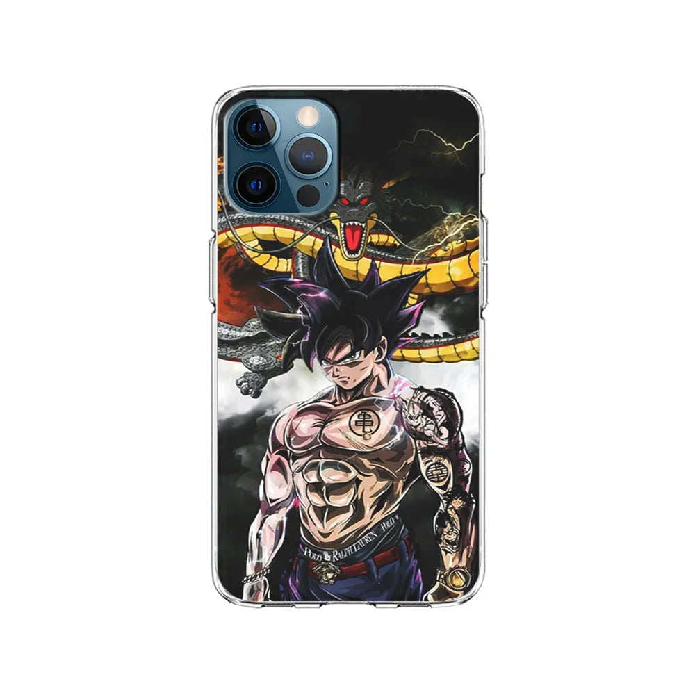 Goku X Shenron Dragon Ball Z iPhone 13 Pro Max Case-Clear Soft Case-Xtracase