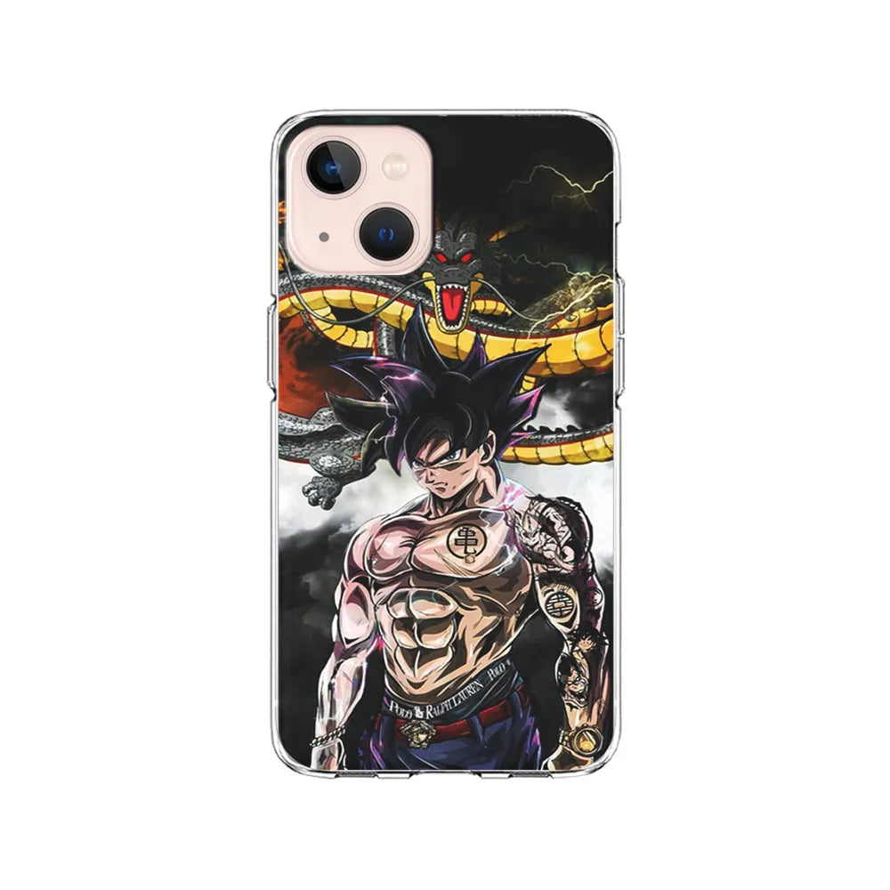 Goku X Shenron Dragon Ball Z iPhone 14 Plus Case-Clear Soft Case-Xtracase