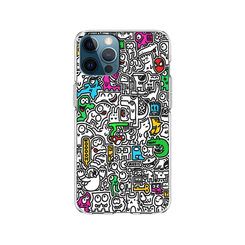 Graffiti Doodle Drawings Art iPhone 13 Pro Case-Clear Soft Case-Xtracase