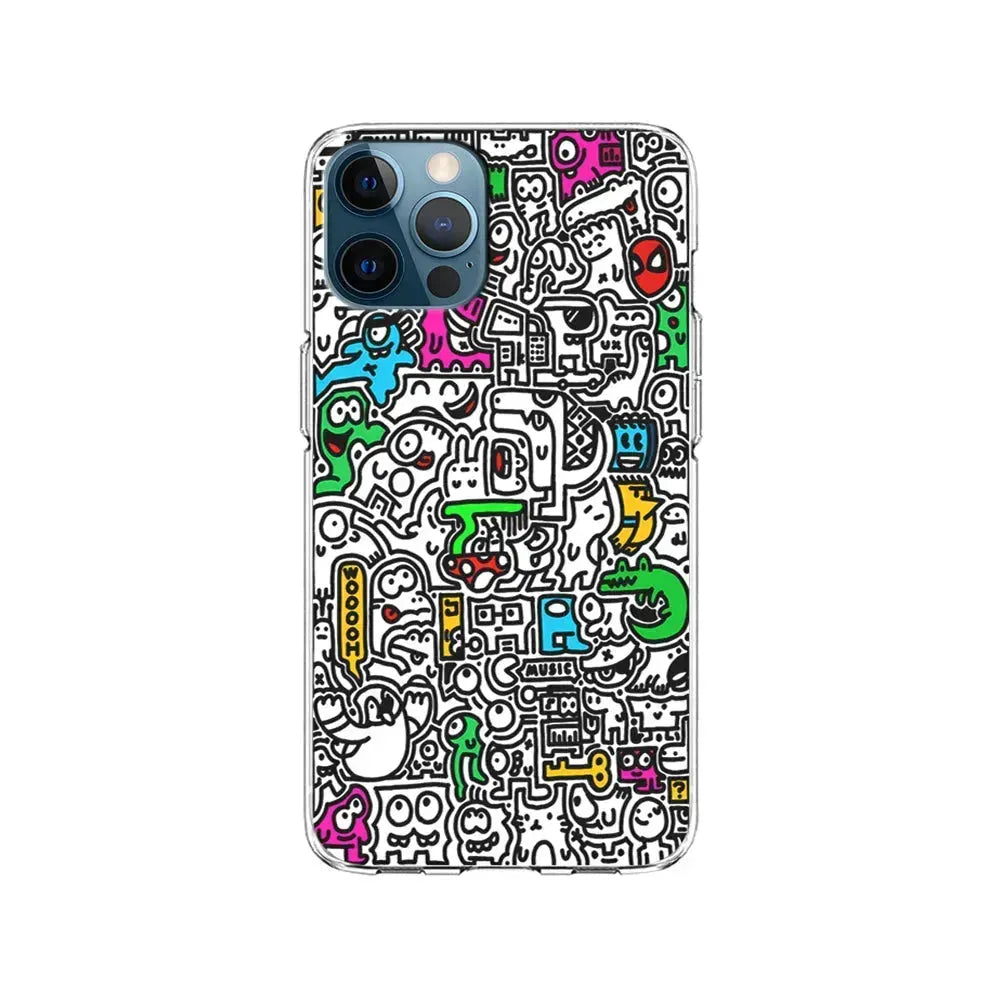 Graffiti Doodle Drawings Art iPhone 15 Pro Max Case-Clear Soft Case-Xtracase