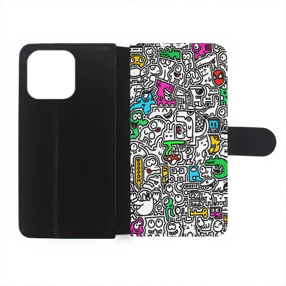 Graffiti Doodle Drawings Art iPhone 15 Pro Max Case-Flip Wallet Case-Xtracase