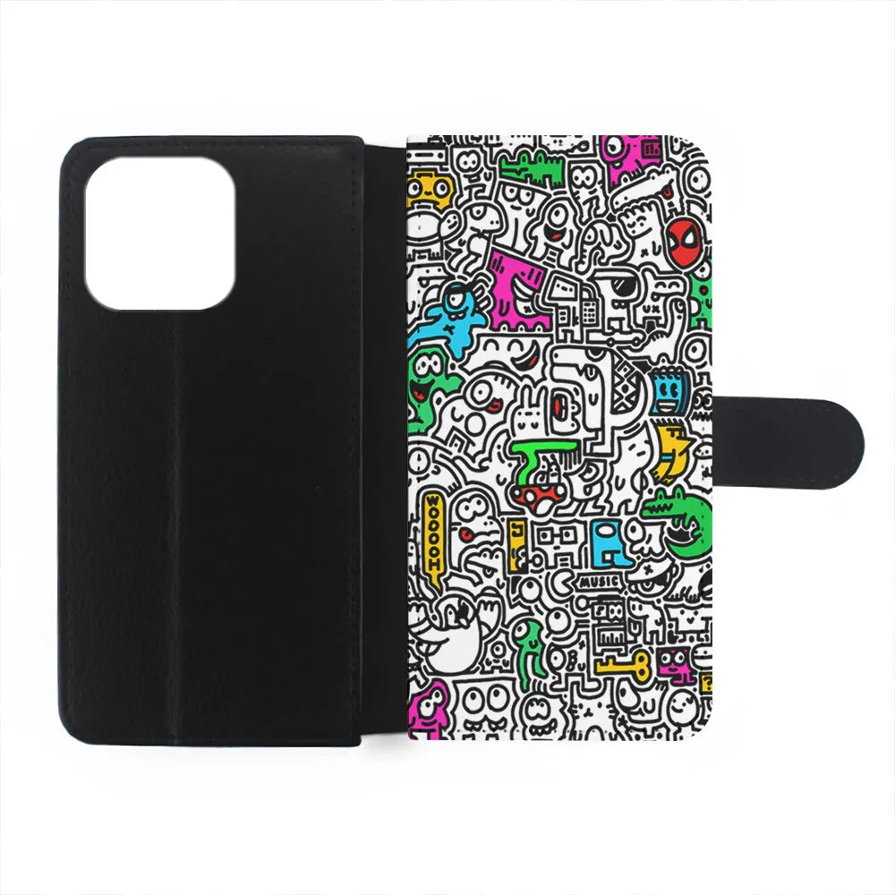 Graffiti Doodle Drawings Art iPhone 13 Pro Case-Flip Wallet Case-Xtracase