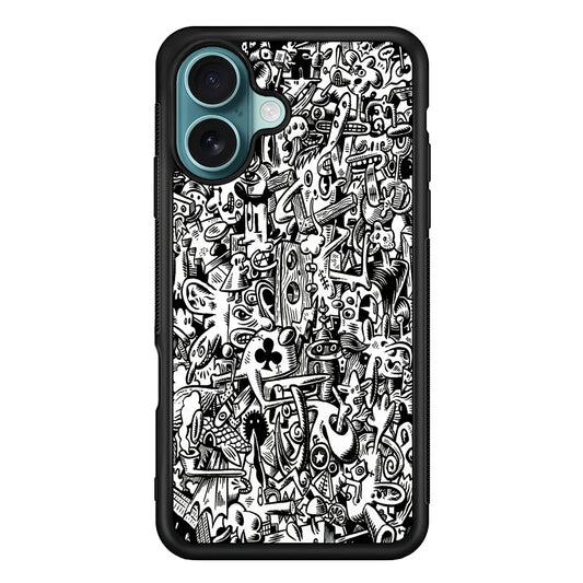 Graffiti Doodle Monokrom iPhone 16 Case - Xtracase