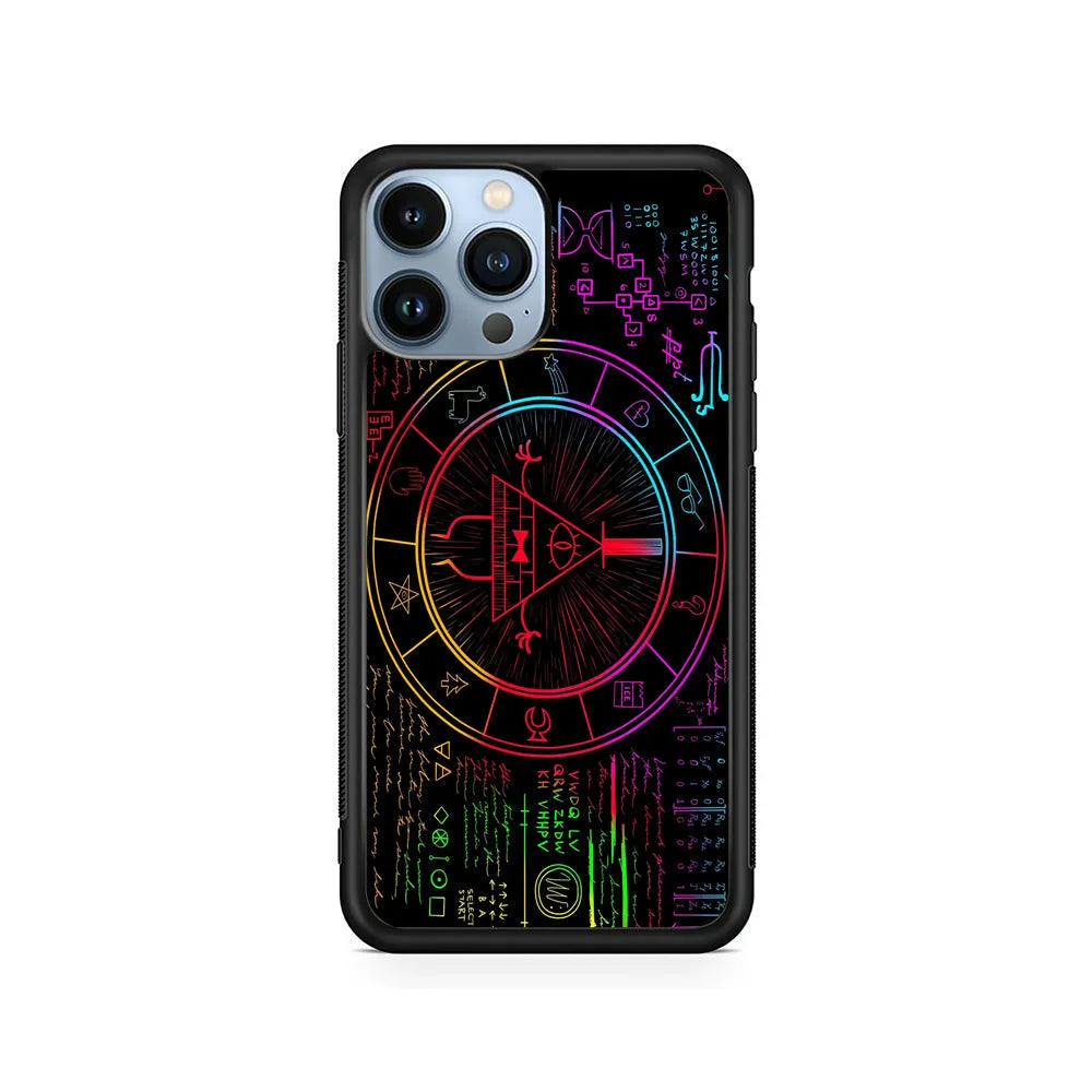 Gravity Falls Bill Cipher Colorful iPhone 13 Pro Case-Rubber / Black (2D Case)-Xtracase
