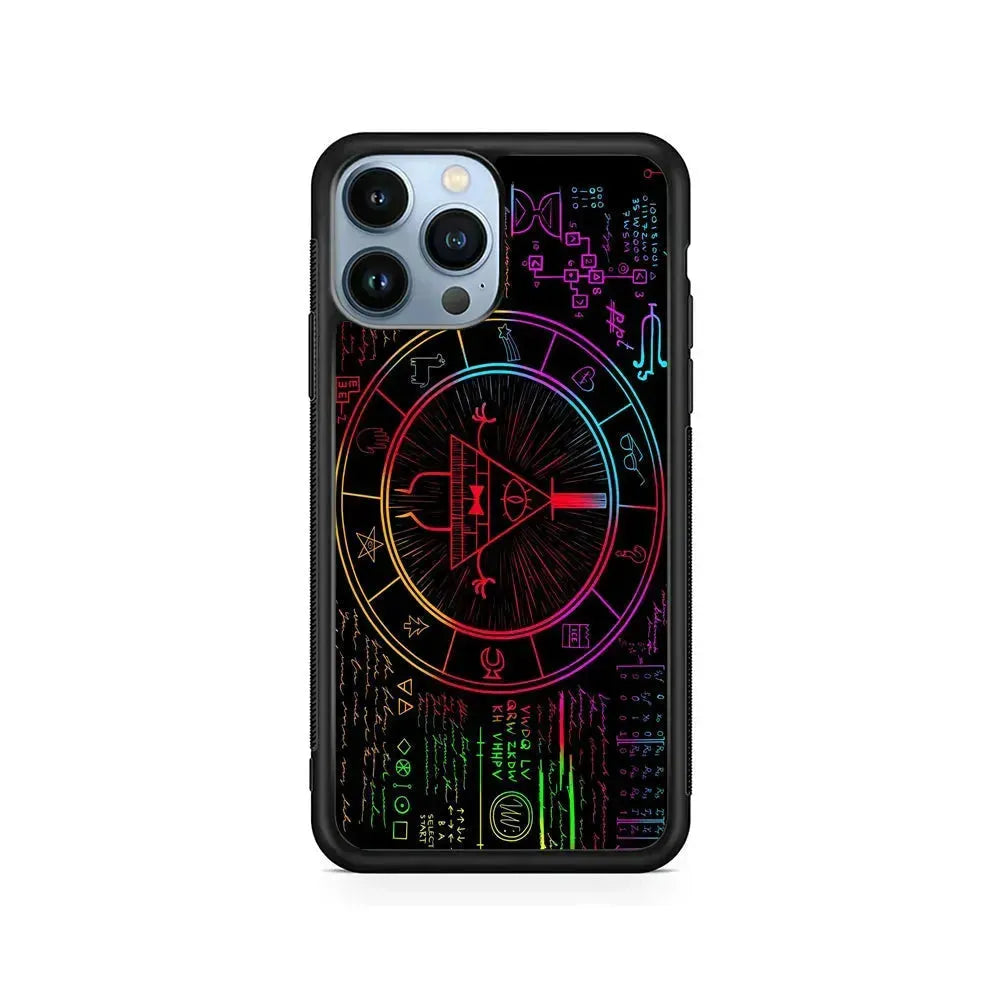 Gravity Falls Bill Cipher Colorful iPhone 15 Pro Max Case-Rubber / Black (2D Case)-Xtracase