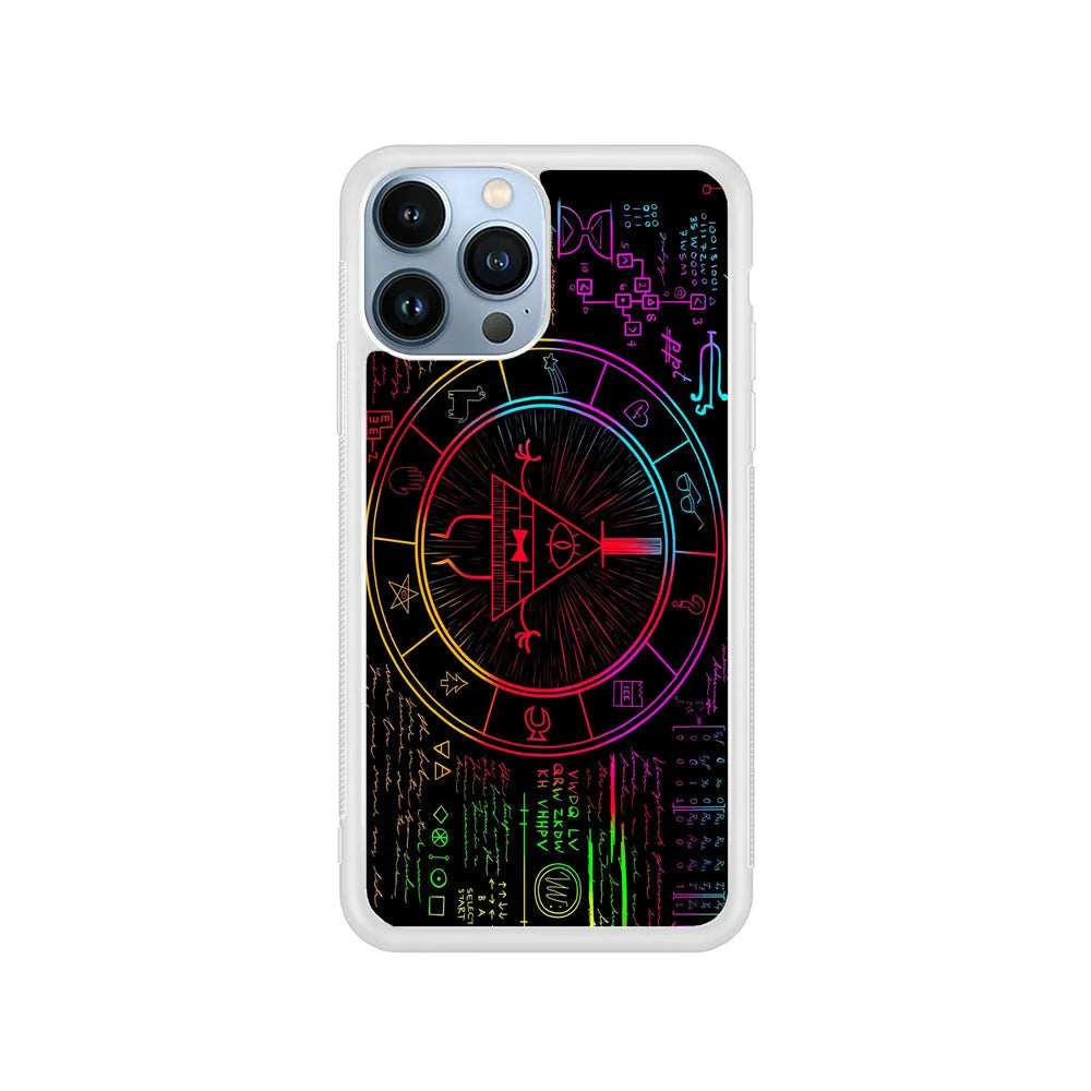 Gravity Falls Bill Cipher Colorful iPhone 13 Pro Case-Rubber / White (2D Case)-Xtracase