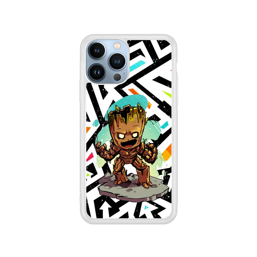 Groot Scream Power iPhone 13 Pro Case-Rubber / White (2D Case)-Xtracase