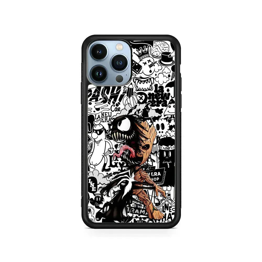 Groot x Venom Fusion Mode iPhone 15 Pro Max Case-Rubber / Black (2D Case)-Xtracase