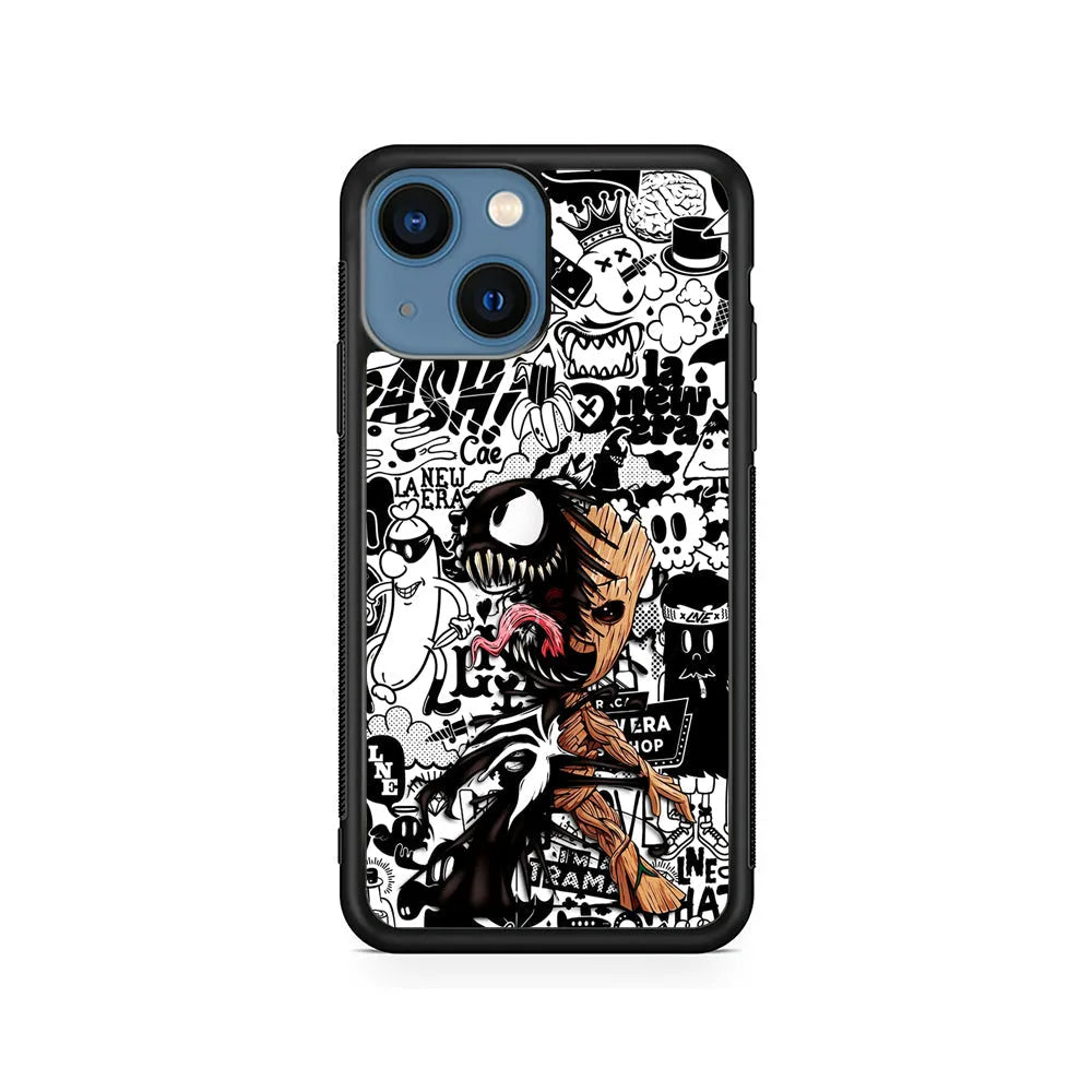 Groot x Venom Fusion Mode iPhone 15 Plus Case-Rubber / Black (2D Case)-Xtracase