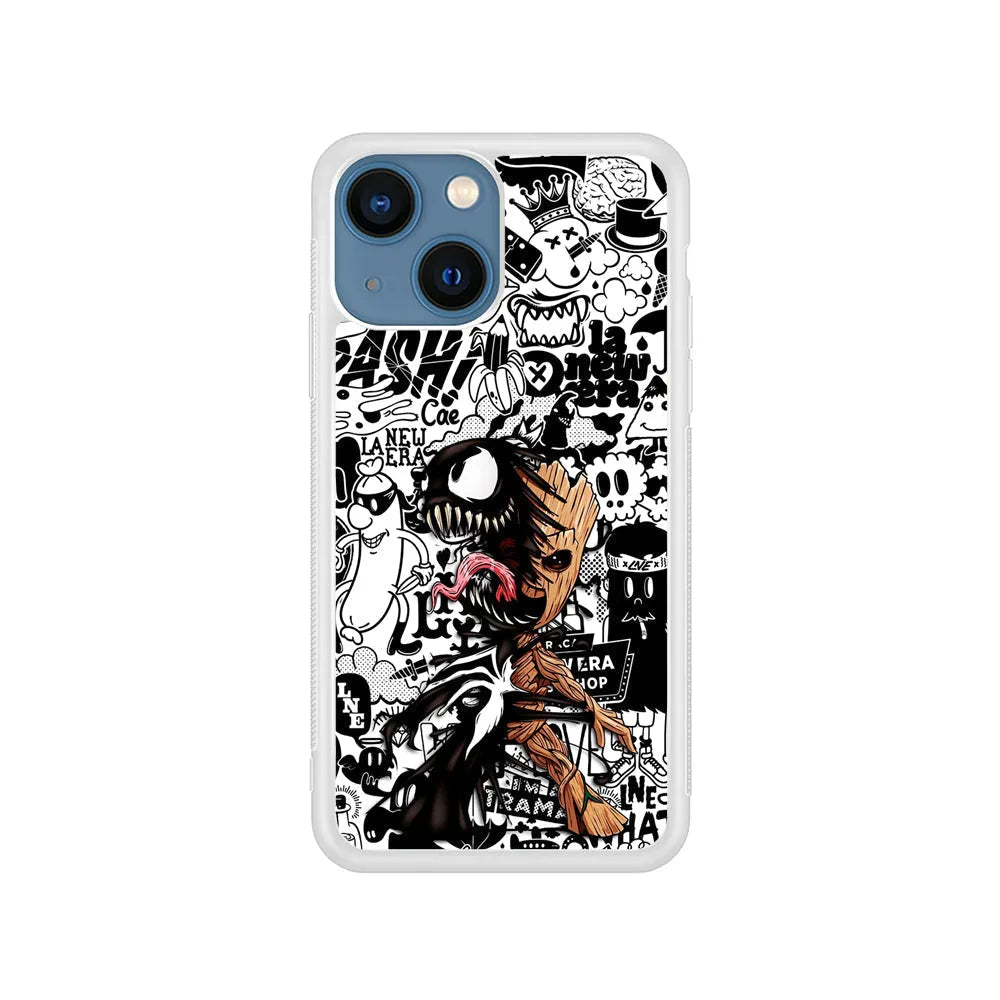 Groot x Venom Fusion Mode iPhone 15 Plus Case-Rubber / White (2D Case)-Xtracase
