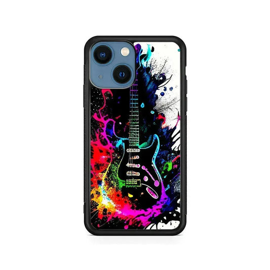 Guitar Art Explosion iPhone 13 Mini Case-Rubber / Black (2D Case)-Xtracase