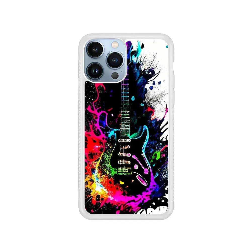 Guitar Art Explosion iPhone 15 Pro Max Case-Rubber / White (2D Case)-Xtracase