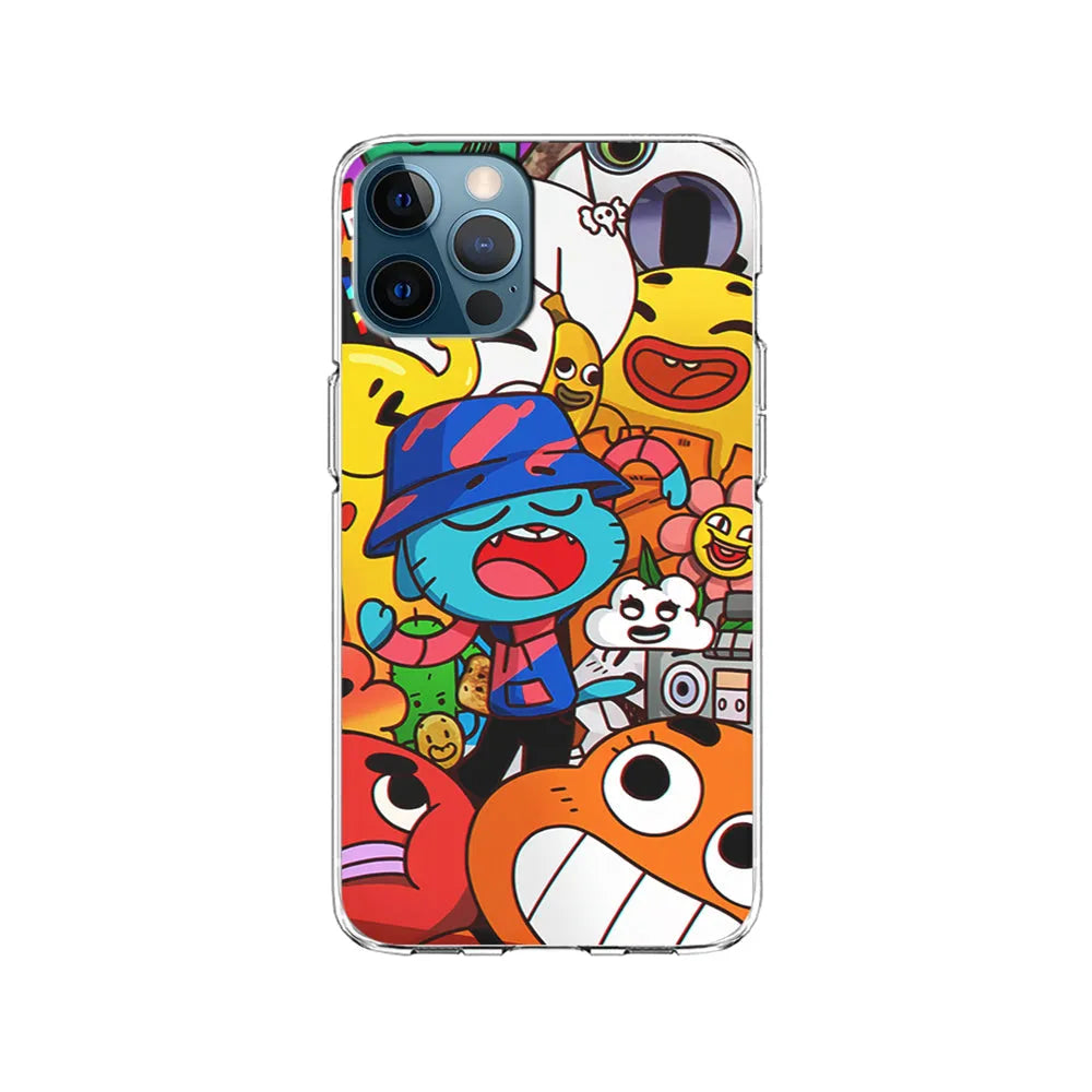 Gumball and Friends Doodle iPhone 13 Pro Case-Clear Soft Case-Xtracase