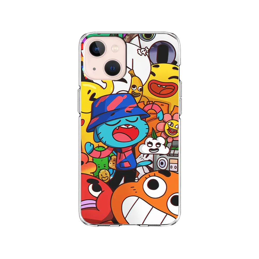 Gumball and Friends Doodle iPhone 14 Plus Case-Clear Soft Case-Xtracase