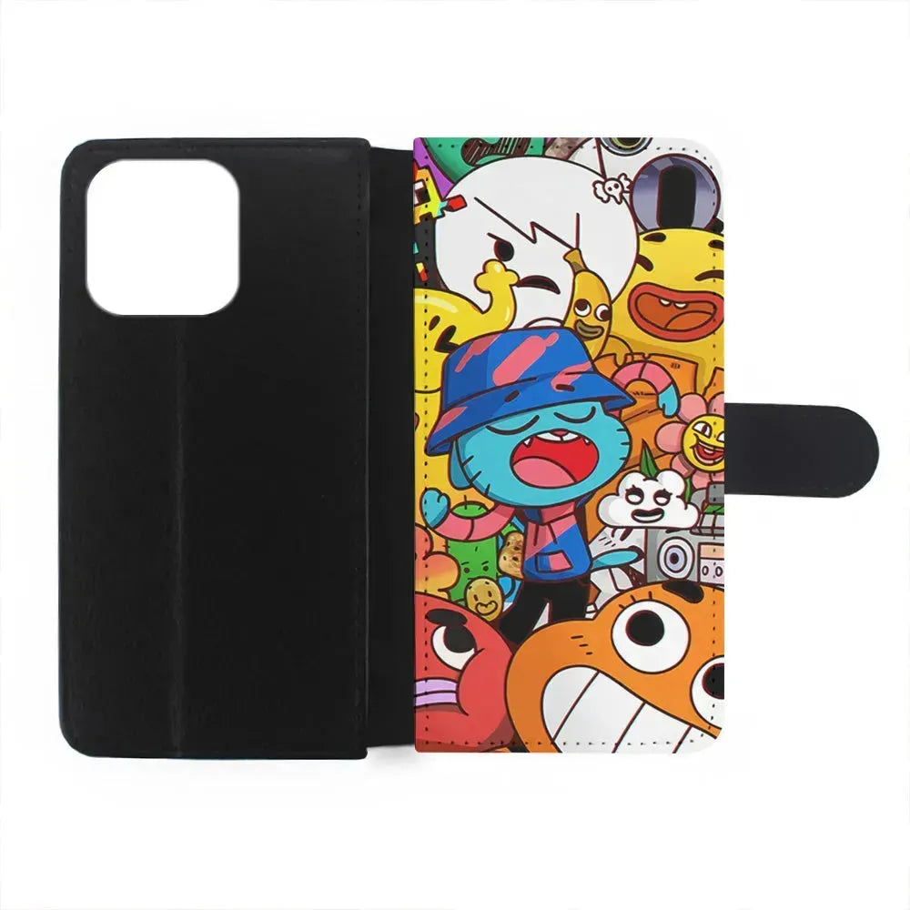 Gumball and Friends Doodle iPhone 15 Pro Max Case-Flip Wallet Case-Xtracase