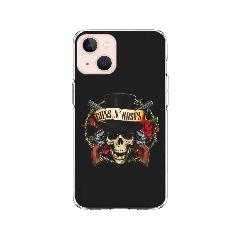 Guns N Roses Rock Skull iPhone 14 Plus Case-Clear Soft Case-Xtracase