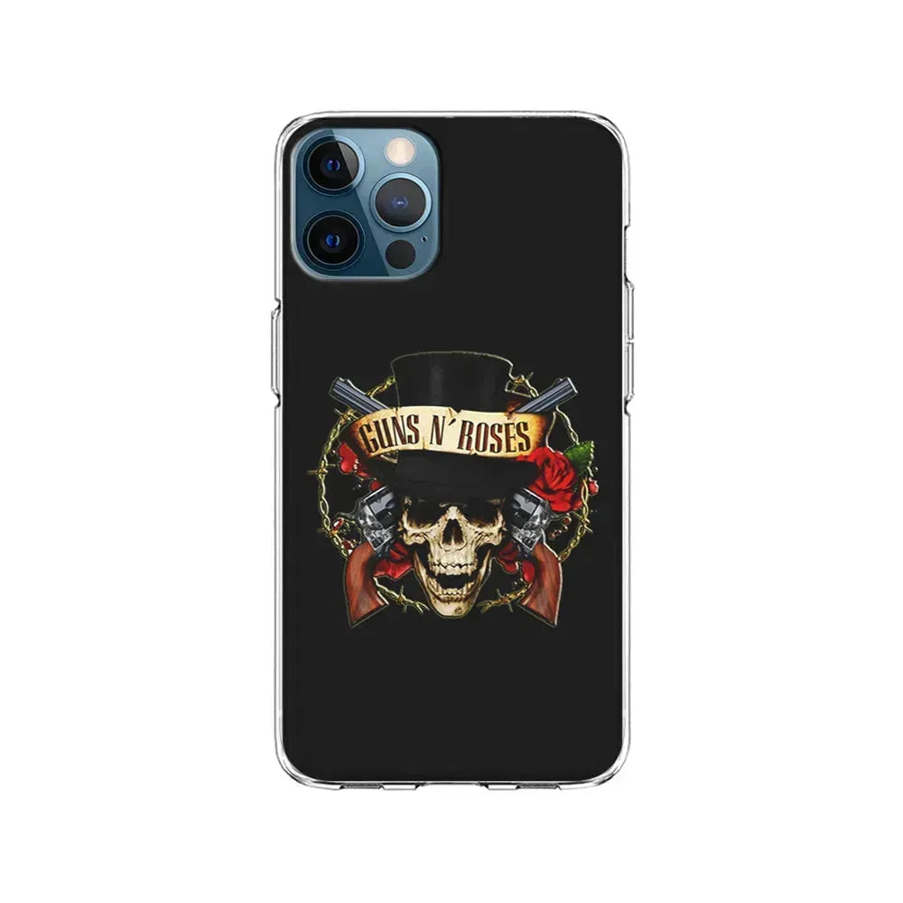 Guns N Roses Rock Skull iPhone 15 Pro Max Case-Clear Soft Case-Xtracase