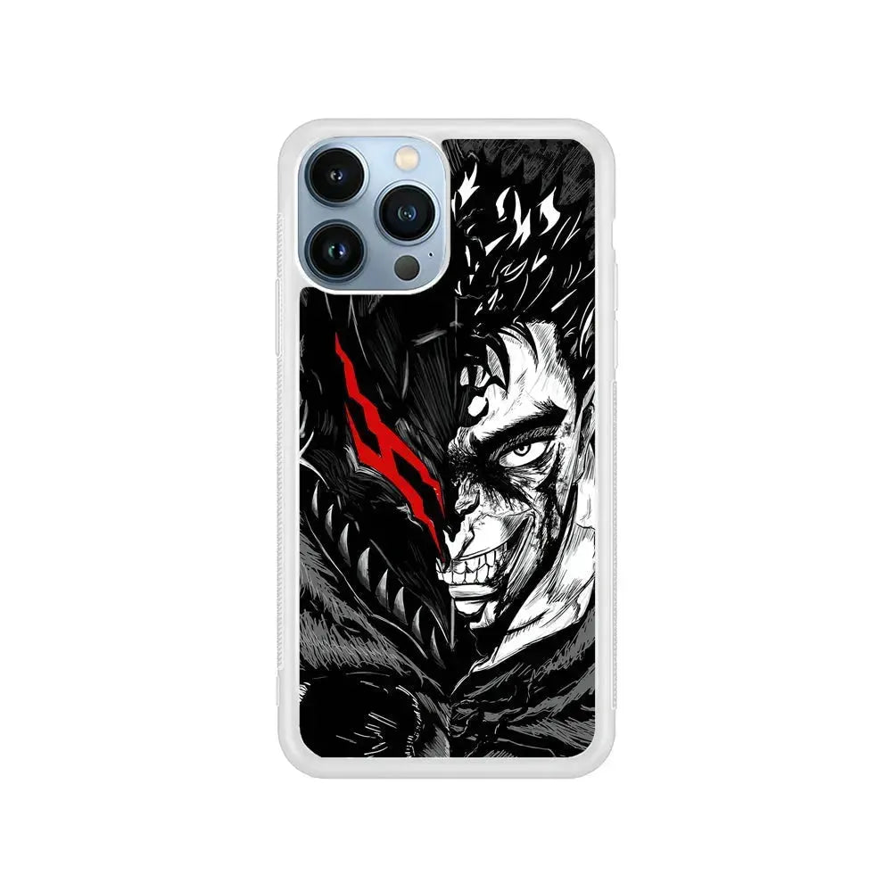 Guts Berserk Face iPhone 15 Pro Max Case-Rubber / White (2D Case)-Xtracase