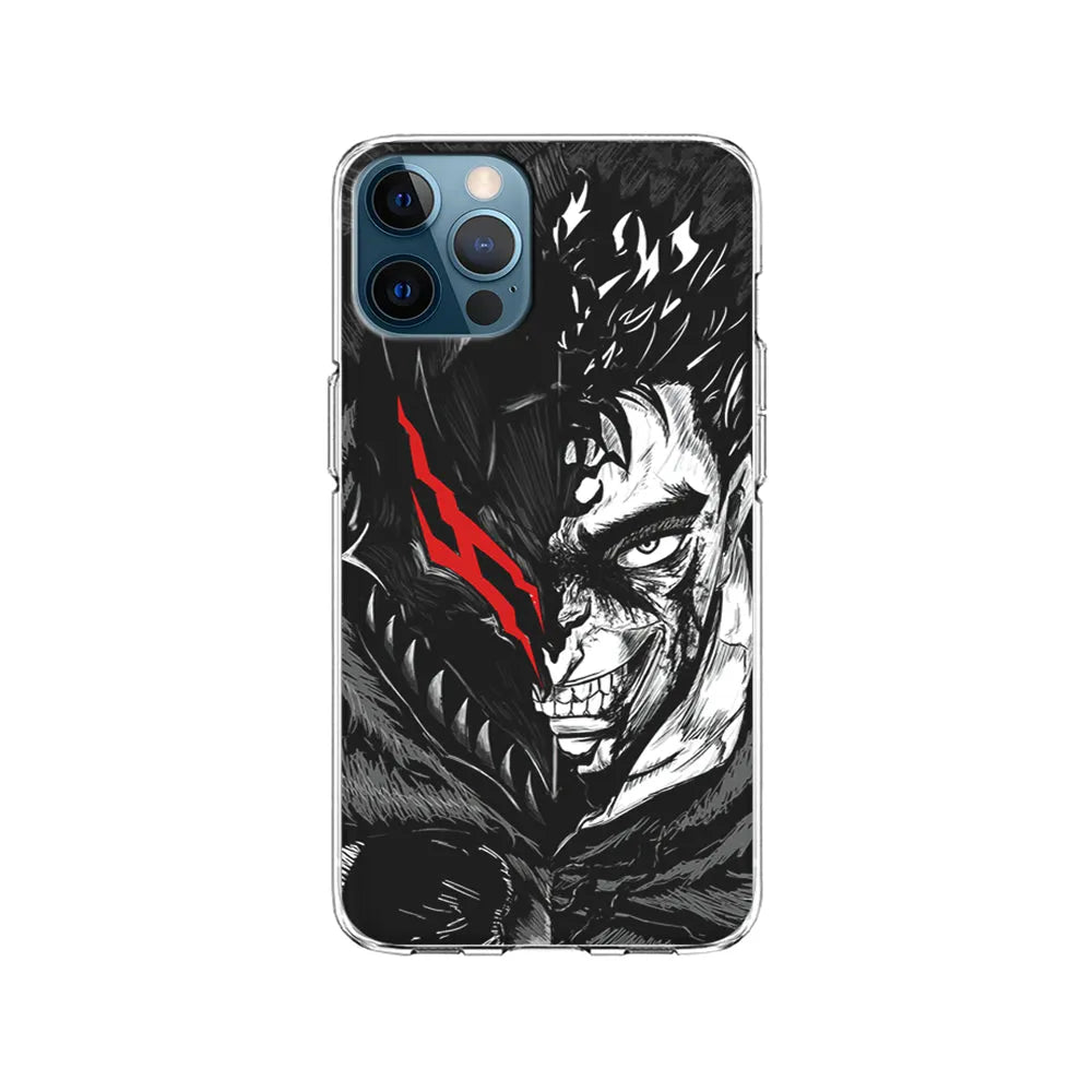 Guts Berserk Face iPhone 13 Pro Case-Clear Soft Case-Xtracase