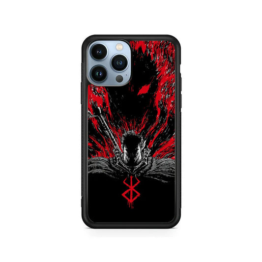 Guts Berserk The Black Swordsman iPhone 13 Pro Case-Rubber / Black (2D Case)-Xtracase